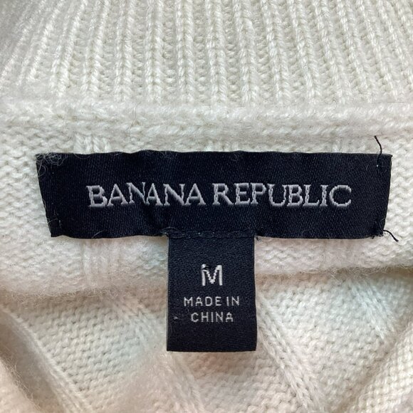 Banana Republic Womens Medium Ribbed Knit Cashmere/Merino Wool Sweater Cream Moc - Picture 7 of 10